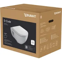 Duravit D-Code WC-Set, wandhängend, Tiefspüler, Rimless, inklusive WC-Sitz, weiß hochglänzend, 45140900A1