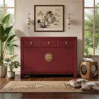 OPIUM OUTLET Chinesische Kommode Asia Sideboard orientalischer Schrank asiatische Vintage Möbel Anrichte Hochzeitsschrank komplett montiert rot