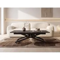 WFL GROUP Couchtisch Höhenverstellbar Ausziehbar – Wohnzimmertisch & Esstisch mit Rollen, Schwarzem X-Gestell – 120 x 80 cm bis 160 x 80 cm – Beton Dunkelgrau