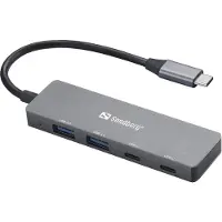 Sandberg 136-50, USB Typ-C, USB 3.2 Gen 1 (3.1 Gen 1) Type-A, USB 3.2 Gen 1 (3.1 Gen 1) Type-C, 5000 Mbit/s, Grau, Aluminium, Rundkabel