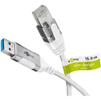 Goobay Ethernet-Kabel USB-A 3.0 auf RJ45, Slim, 15 m