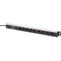Digitus DN-95438, 1U, Horizontal/Vertikal, ABS Synthetik, Aluminium, Schwarz, Silber, Schwarz, 9 AC-Ausgänge