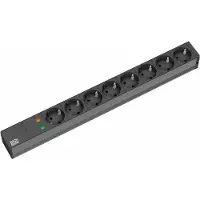 Bachmann 19" Steckdosenleiste 8-fach mit ÜS ohne Schalter, schwarz