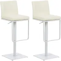 CLP 2er Set Barhocker Panama Kunstlederbezug drehbar höhenverstellbar bis 240 kg | Farbe creme Gestell Farbe weiß