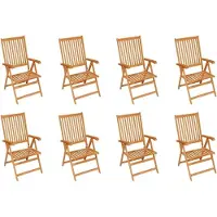 Markenlos 8 klappbare Gartenstühle aus Teak 57 x 71,5 x 100 cm mit 7-Fach Verstellbarer Rückenlehne wetterfest leichtgewichtig platzsparend für Garten Terrasse Balkon und Camping