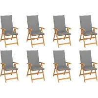 Markenlos 8 verstellbare Gartenstühle aus massivem Teakholz mit Auflagen