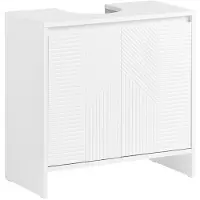 SoBuy Waschbeckenunterschrank 60cm Badezimmerschrank Badmöbel mit verstellbaren Regalen feuchtigkeitsbeständig Waschbecken für kleine Bäder BZR157-W