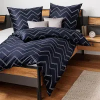 Janine Mako-Satin Bettwäsche J.D. 87118 155x200 cm + 80x80 cm nachtschattenblau