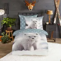 TRAUMSCHLAF Flanell Bettwäsche Polarfuchs 135x200 cm + 80x80 cm