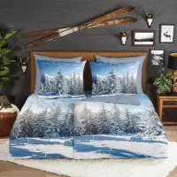 TRAUMSCHLAF Flanell Bettwäsche Winterlandschaft 135x200 cm + 80x80 cm