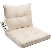 MC.Sammler sunnypillow Polster für Gartenmöbel - 2er Set : Sitzkissen 50 x 50 cm + Rückenlehne 50 x 40 cm - Polsterauflagen für Rattanmöbel - Kissen Ecru