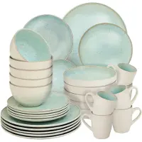 TecTake Geschirrset Mare – 30-teilig – Steingut mit glänzender Glasur - Für 6 Personen - Handgefertigtes Geschirr - Modernes Geschirrset mit großen und kleinen Tellern, Schüsseln, Schälchen und