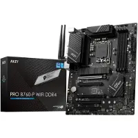 MSI PRO B760-P, Intel, LGA 1700, Intel Celeron, Intel Core i3, Intel Core i5, Intel Core i7, Intel Core i7..., LGA 1700, DDR4-SDRAM, 128 GB