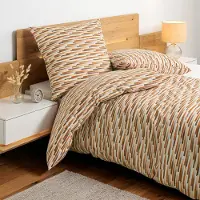 Janine Soft-Baumwolle Bettwäsche Cortina 71008 155x220 cm + 80x80 cm orange-braun