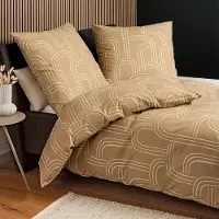 Janine Soft-Baumwolle Bettwäsche Cortina 71009 155x220 cm + 80x80 cm beige-sand