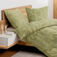 Janine Soft-Baumwolle Bettwäsche Cortina 71009 155x220 cm + 80x80 cm oliv-salbei