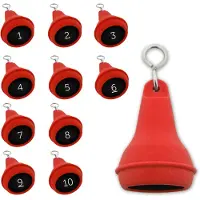 Combicraft Mayfair Schlüsselanhänger Rot 70x40 mm - 10er Pack mit den gravierten Zahlen 1-10
