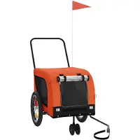 vidaXL Fahrradanhänger Hunde Orange und Schwarz Oxford-Gewebe & Eisen