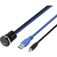 TRU COMPONENTS USB 3.1 Type-C & USB 3.0 Type-A Einbaubuchse, Buchse/Stecker, 25