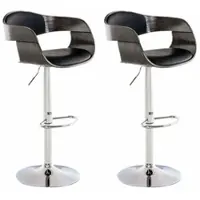 CLP 2er Set Barhocker Kingston Kunstleder drehbar mit Höhenverstellung | Farbe schwarz/grau