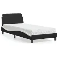 vidaXL Bett mit Matratze "Dover" Schwarz und Weiß 90x200 cm Kunstleder