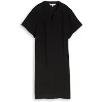 Tom Tailor Damen Kleid mit V-Ausschnitt, schwarz, Uni, Gr. 36
