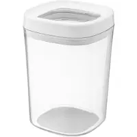 Galicja AMOS 1000 ml transparenter, quadratischer Lebensmittelbehälter mit weißem Deckel