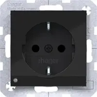 Hager WAS1462BG Steckd. SCHUKO m. LED-Orient.licht, erh. Ber.schutz, Schr.-Liftkl. A.x/C.x,sw gl