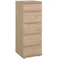 Wellhome - Schlafzimmerkommode mit 5 Schubladen in der Farbe Eiche 41 x 40 x 107 cm - Júcar Oak