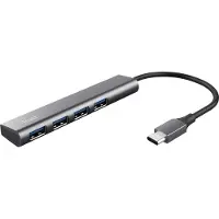 Trust Halyx, USB 3.2 Gen 1 (3.1 Gen 1) Type-A, USB Typ-C, 5 Mbit/s, Grau, Leistung, 0,1 m