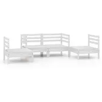 vidaXL 4-tlg. Garten-Lounge-Set Weiß Kiefer Massivholz
