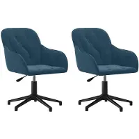 vidaXL Esszimmerstühle 2 Stk. Drehbar Blau Samt