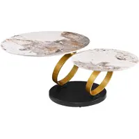 Riess Couchtisch DANCING RINGS weiß braun gold schwarz Keramik Pandora rund drehbar