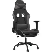 vidaXL Gaming-Stuhl mit Massage & Fußstütze Schwarz & Grau Kunstleder