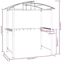vidaXL Grillpavillon mit Seitenregalen Anthrazit 210x114x230 cm Stahl