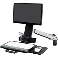 Ergotron Monitor-Wandhalterung StyleView Steh-Sitz Combo 45-266-026, inkl. Tastaturablage, Sitz- & Steharbeitsplatz, bis 13,2 kg, höhenverstellbar, VESA, Aluminium