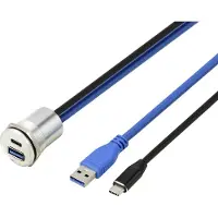 TRU COMPONENTS USB 3.1 Type-C & USB 3.0 Type-A Einbaubuchse, Buchse/Stecker, 25