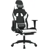 vidaXL Gaming-Stuhl mit Massage & Fußstütze Schwarz & Weiß Kunstleder