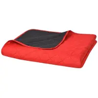 vidaXL Gesteppte Wende-Tagesdecke Rot and Schwarz 170x210 cm