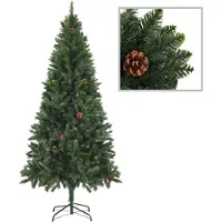 vidaXL Künstlicher Weihnachtsbaum mit Kiefernzapfen Grün 180 cm