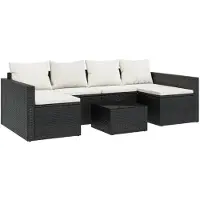 vidaXL 2-tlg. Garten-Lounge-Set mit Kissen Schwarz Poly Rattan