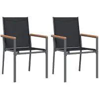 vidaXL Gartenstühle 2 Stk. Schwarz 55x61,5x90 cm Textilene und Stahl