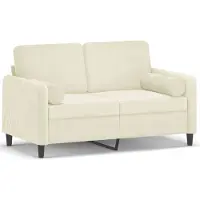 vidaXL 2-Sitzer-Sofa mit Zierkissen Creme 120 cm Samt