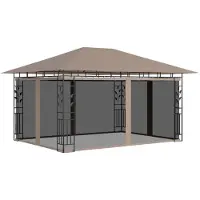 vidaXL Pavillon mit Moskitonetz 4x3x2,73 m Taupe 180 g/m²