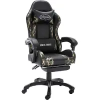 vidaXL Gaming-Stuhl mit Fußstütze Schwarz und Tarnmuster Kunstleder