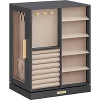 Songmics Schmuckkästchen 360° drehbar geräumig Geschenkidee schiefergrau JBC170G01