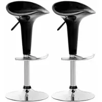 CLP 2er Set Barhocker Saddle mit drehbarem Kunsttoffsitz und Fußablage | Farbe schwarz