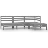 vidaXL 4-tlg. Garten-Lounge-Set Massivholz Kiefer Grau