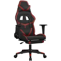 vidaXL Gaming-Stuhl mit Massage & Fußstütze Schwarz Weinrot Kunstleder