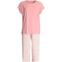 Calida Capri-Pyjama "Lovely Nights" 2 mit kurzem Arm und Rundhalsausschnitt, weiche Single-Jersey Qualität